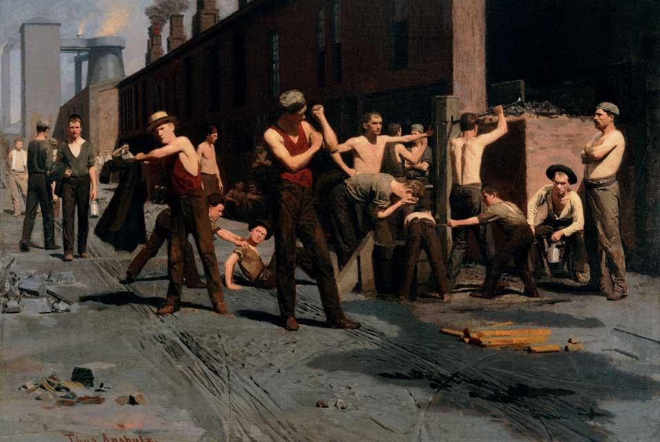 The Ironworkers noontime, Thomas Pollock Anshutz (1880)