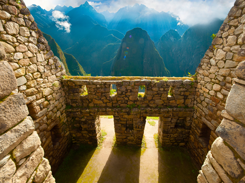 Arquitetura típica de Machu Picchu, construções em pedra sobre pedra
